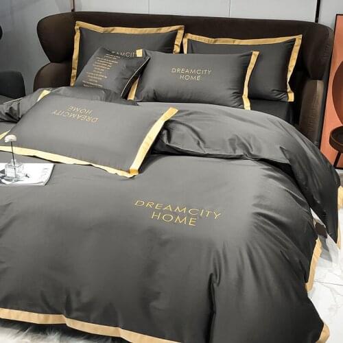 100% Cotton Super Soft Bedding Set Comfort Duvet Cover Soild Color 220x240CM Bed Sheets And Pillowcases