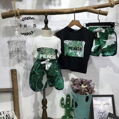 2018 Baby Girl Boy Summer Clothing Set Leaves Fashion Casual 2pcs Suit Children Boys Leisure Suits T-shirt+shorts