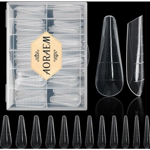 AORAEM Nail Tips Quick Building Mold 120pcs/Box Polygel Polish False Nails Tip UV Gel Dual Forms For Manicure Nail Art Extension