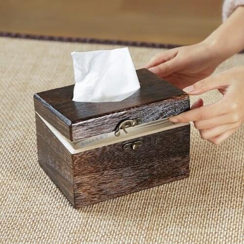 Solid wood Japanese tissue box log extraction drawer paper box tissue storage box napkin box square box CL51702 car tissue box