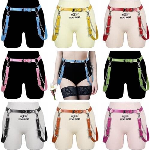 Punk Leather Tassel Chian Accessories Body Harness Sexy Female Leg Garter Belt For Stockings Gothic Suspenders Erotic Lingerie