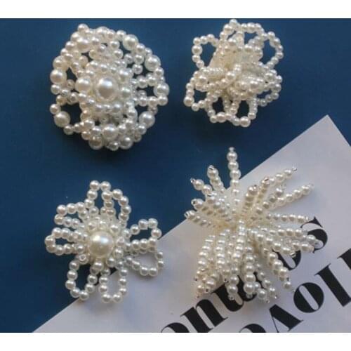 Min order 20pcs/lot handmade cream beads decoration flowers shape florals diy jewelry earring/garment/hair accessory