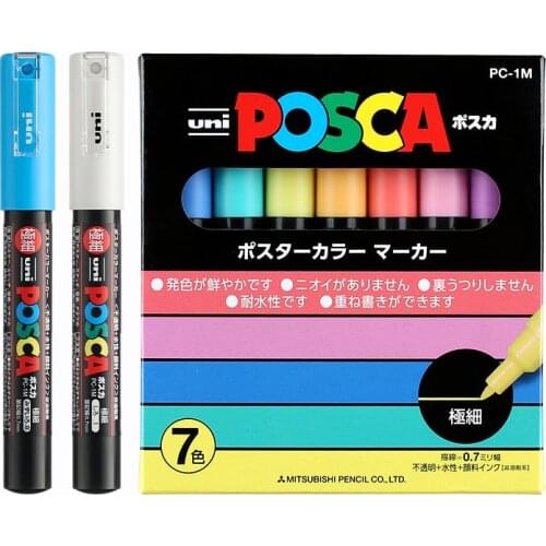 7colors POSCA Marker Pen Set for Animation Special Pop Poster Advertising Pen Graffiti Painting PC-1M PC-3M PC-5M