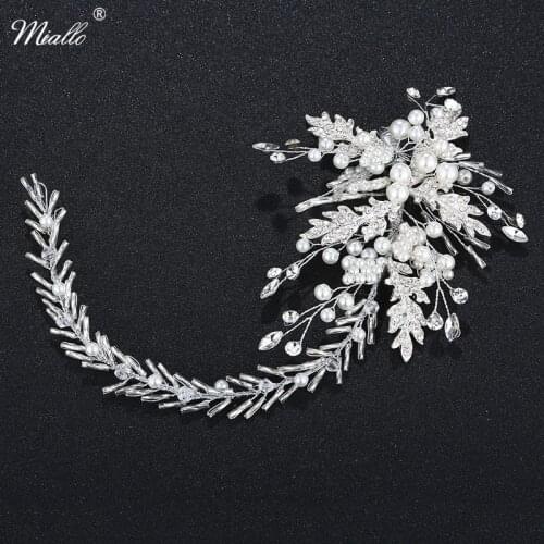 Miallo Wholesale Austrian Crystal Headbands Handmade Wedding Bride Hair Jewelry Accessories Flower Hair Vine Women Headpieces