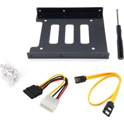 K92C 2.5" to 3.5" SSD HDD Hard Disk Drive Bays Holder Metal Mounting Bracket Adapter with SATA Data Cables and Power Cables