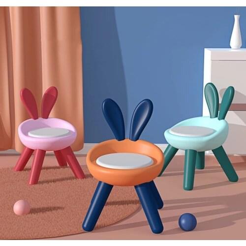 PP Plastic Kids Rabbit Chair North European Style Thicken Dining Chair Cute Antlers Cartoon Stool for Kindergarden