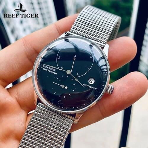 Reef Tiger/RT Top Brand Luxury Men Watches Fashion Power Reserve Design Waterproof Date Automatic Mechanical Watches