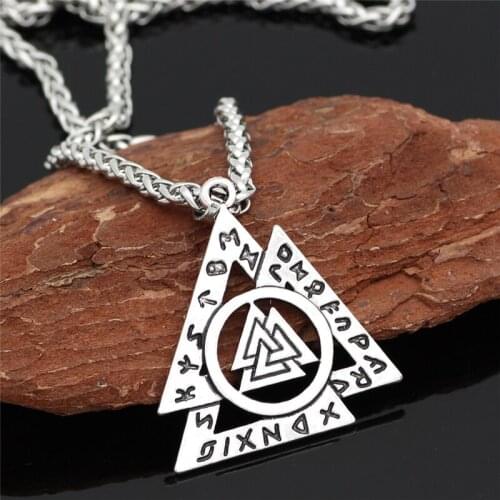 Nordic Mythology Odin Logo Rune Triangle Pendant Men Retro Womens Jewelry Sweater Chain Accessories Creativity Gifts Wholesale