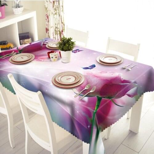 3D Tablecloth Pink Lotus Pattern Dust Cloth Thick Rectangular Outdoor Wedding Banquet Decoration Table Cloth Furniture Supplies