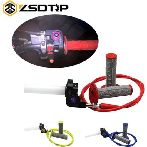ZSDTRP Universal Rubber Grip Handle Bar Motorcycle Grips 7/8" 22mm Grips + Aluminum Throttle Grips Throttle Cable