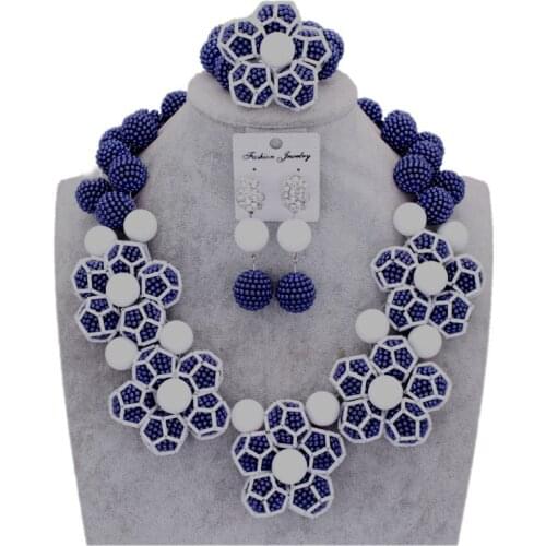 Gorgeous Dark Blue Jewelry Sets African Fashion Jewelry Acrylic & Crystal Balls Fine Bridal jewelry Sets Free Shipping 2018 new