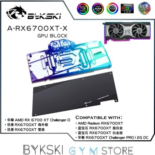 Bykski GPU Water Block For Sapphire /AMD /XFX/AsRock RX 6700 XT, VGA Video Card /Full Cover Copper Radiator /M/B RGB SYNC