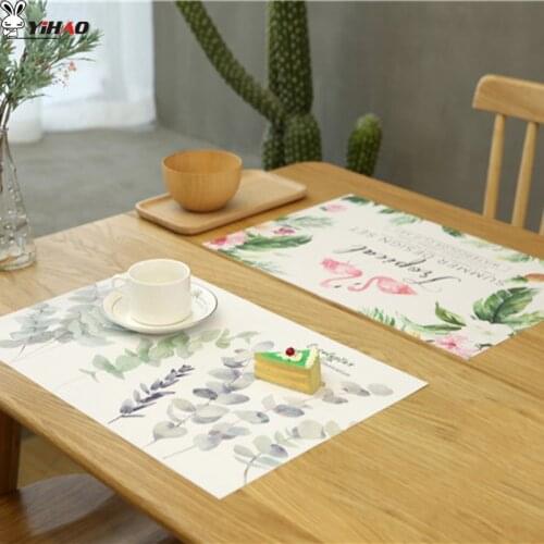 YiHAO 30*45cm Creative New Plant Printing Table Mats Home Insulation Nordic Table Mats PVC Insulation Mat