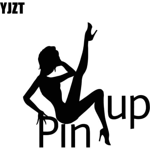 YJZT 13.5*13.4CM Pink Up SexyGirl Covering The Body Good Quality Car Sticker Vinyl Decals Fashion Black/Silver C20-0133