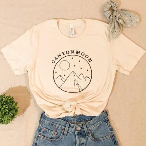 Canyon Moon T Shirt Fine Line T-Shirt Women Men Short Sleeve T-shirts Funny Graphic Tees Harajuku Shirt Summer Plus Size Tops