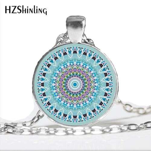 NS-00815 New Fashion Mandala Necklace Yoga Pendant Jewelry Bohemian Style Glass Cabochon Art Photo Necklace Women Gifts HZ1