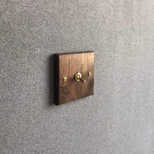 1-4 Gang Retro Toggle Switch Home Improvement Black Walnut Wood Brass Lever 2 Way Wall Light Switch 15A