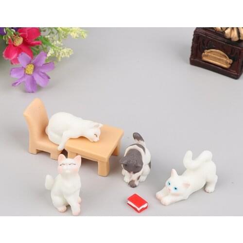 1PC /kitty cat/miniatures/lovely cute/fairy garden gnome/moss terrarium decor/crafts/bonsai/doll house/figurine/model/toy