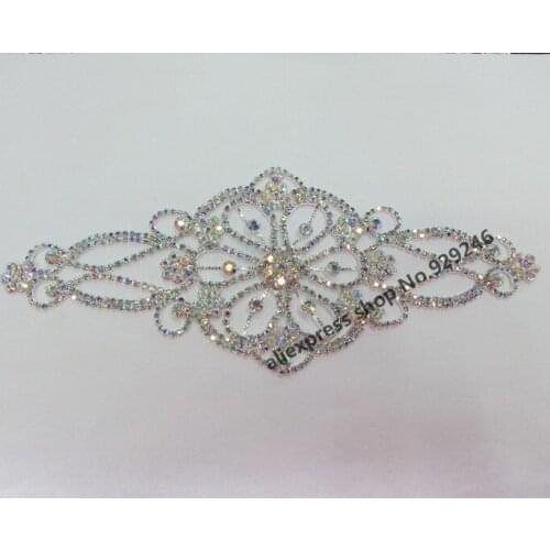 1pc/lot delicate flower crystal belt ab crystal applique flatback gorgeous shiny strass bridal trims dress decorative trims