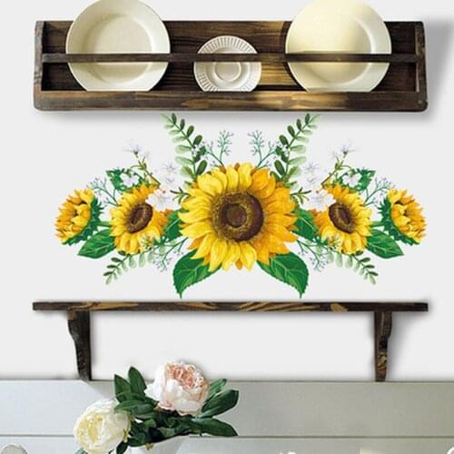 1PCS Removable Sunflower Wall Sticker Kitchen Waterproof Decals Wallstickers for Kids Room Living Room Bedroom Home Decoration