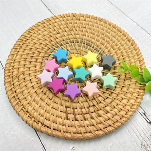 100/200/500pcs Silicone Beads Teething Teether Heart Accessories Food Grade Pearl Silicone Star Teething Pacifier
