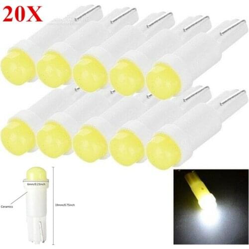 20pcs Car Interior T5 Led 1 SMD DC 12V Light Ceramic Dashboard Gauge Instrument Ceramic Car Auto Side Wedge Light Lamp Bulb