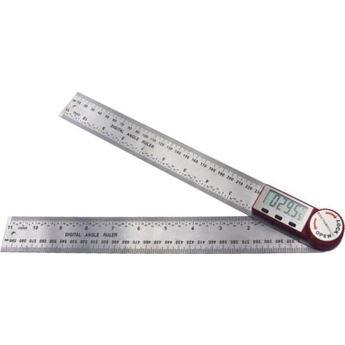 200mm 300mm LCD Digital Ruler Stainless Steel Measuring Ruler for Woodworking Construction Drawing 360° goniometer inclinometer