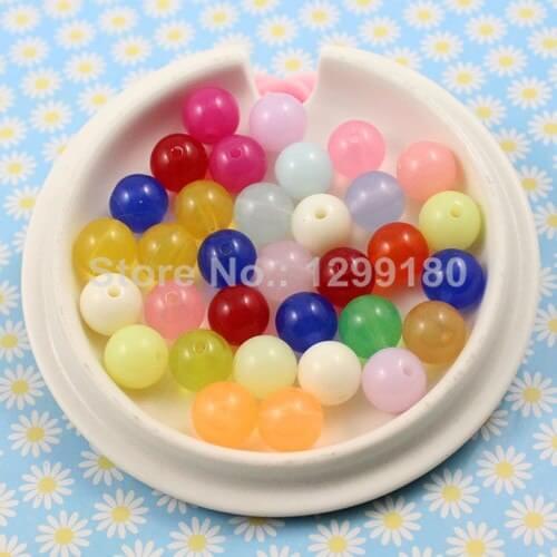 200pcs/lot Mixed Jelly Style Acrylic Round Beads AAA Beads for kids Necklace Bracelet DIY Jeweley 10mm (K01735)