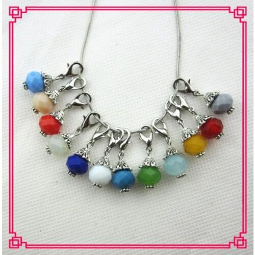 24pcs/lot mix 12 color rhinestone crystal lobster clasp hanging dangle charms pendant/bracelet accessories charms diy jewelry