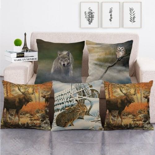 45cm*45cm photo of wildlife 3 design cushion cover linen/cotton sofa and seat pillow cover decorative pillow case