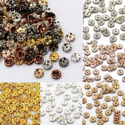 50/100PCS Mixed Color Rhinestone Beads Flower Wave Loose Beads For Handmade Decoration DIY Jewelry Necklace Bracelet Making