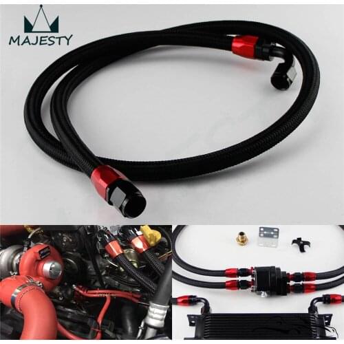 55" 8AN Nylon Steel Braided Oil/Fuel Line w/ Fitting Hose End Adapter