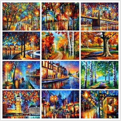 SHAYI DIY 5D Diamond Painting Oil Painting Scenery Embroidery Cross Stitch Full Square/Round Drill Charm Landscape Home Decor
