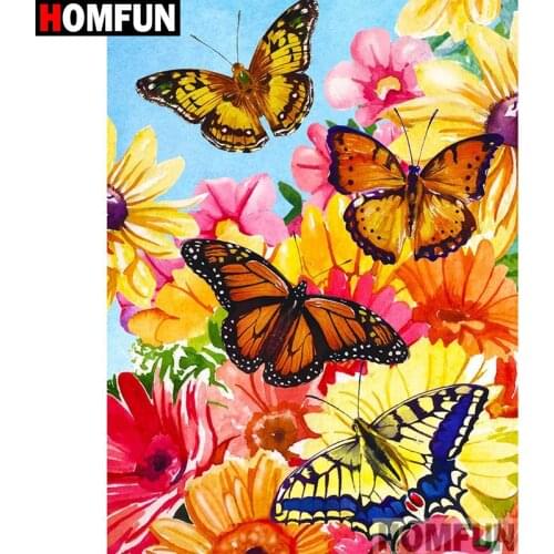 HOMFUN Full Square/Round Drill 5D DIY Diamond Painting "Butterfly landscape" Embroidery Cross Stitch 5D Home Decor Gift A17965