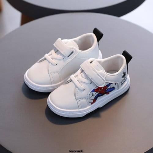 Disney spring autumn new baby SpiderMan shoes boys sneaker white shoes children girls bottom baby soft bottom casual shoes