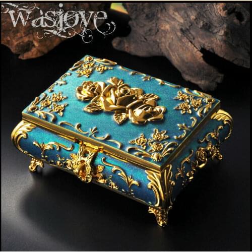 European rectangle red/white/blue metal jewelry box storage box jewelry organizer for gift box jewelry display Z003B