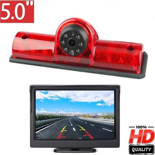 Misayaee HD 720P Brake Light Camera Stop lights +5'' Monitor for Nissan NV Passenger Cargo Van 2009-2019 Rear View Camera