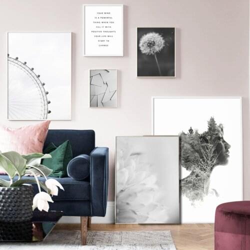 Ferris Wheel Girl Dandelion Feather Landscape Wall Art Canvas Painting Nordic Posters Prints Wall Pictures For Living Room Decor