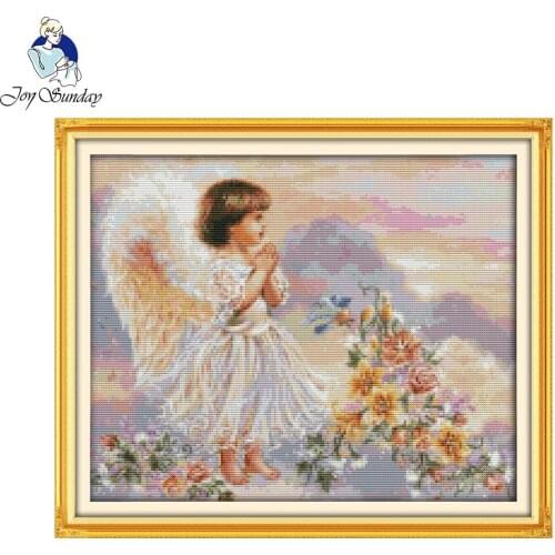 Joy Sunday The Pray Angel Pattern Stamped Counted Cross Stitch DIY Needlework 14CT 11CT Cross Stitch Kits For Embroidery Crafts