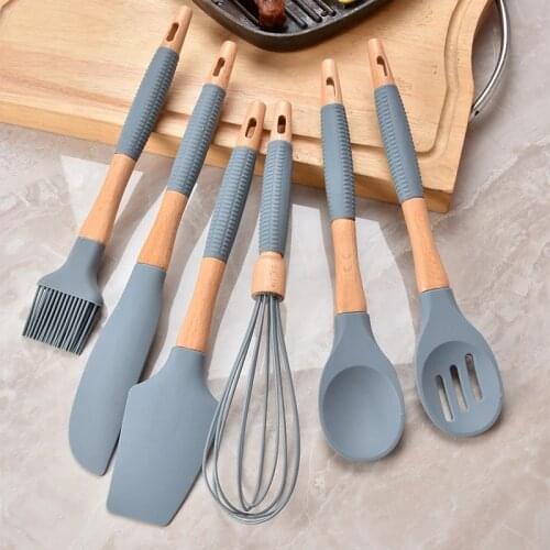 6pcs Silicone Kitchenware Cookware Set Heat-Resistant Kitchen Non-Stick Spoon Oil Brush Cooking Accessories Cookware Baking Tool
