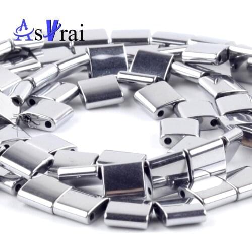 Natural Double Hole Silvers Hematite Square Shape Beads Loose Beads For Jewelry Making5*2/5*5/6*6mm Diy Bracelets Jewellery 15"