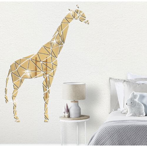 New geometric giraffe acrylic mirror wall sticker Childrens room bedroom background wall cartoon decorative stickers customize
