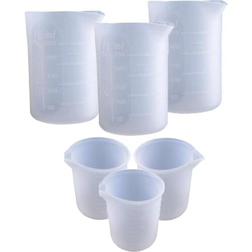 New Silicone Measuring Cups, 6 PCS 250Ml/100Ml Nonstick Reusable Silicone Mixing Cups Durable Easy Clean for Epoxy Resin