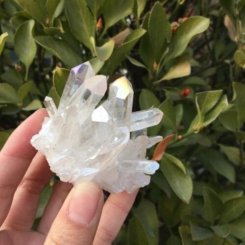90g Rare beautiful white flame aura quartz crystal cluster specimen