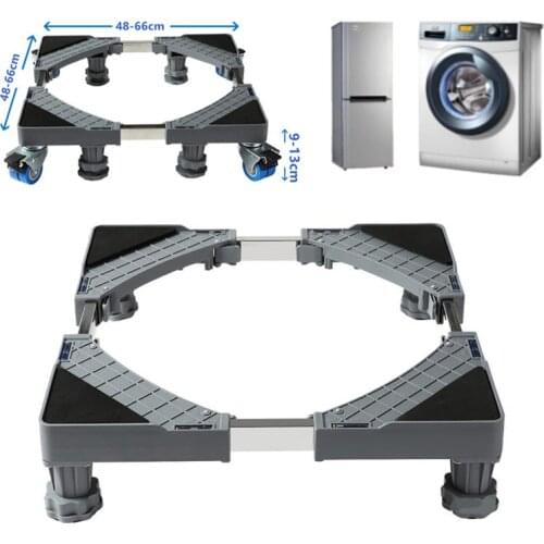 Movable Refrigerator Floor Trolley Fridge Stand Washing Machine Holder 4 Strong Feet Mobile Stand with Brake Wheel Universal