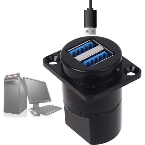 USB socket D type Metal dual USB 3.0 socket female to female USB3.0 connector panel mounting