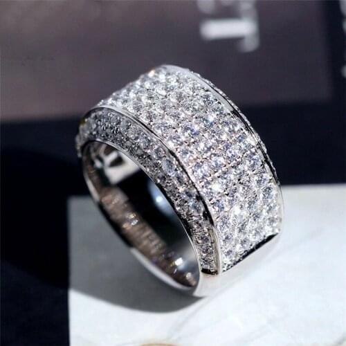 Luxury Womens Ring Simulation Mens Full Diamond Ring Engagement Luxurious Atmospheric Personality Jewelry Wholesale
