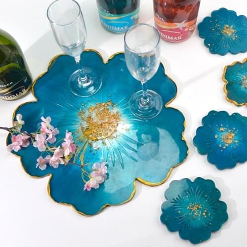 DIY Cherry Blossoms Shape Epoxy Resin Handmade Coaster Silicone Molds Home Decor Resin Craft Flower Mould Handmade Tools