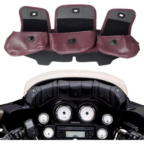 Motorcycle 3-Pocket Pouch Windshield Bag Batwing Fairing Bags For Harley Touring Electra Glide Street Glide FLHX/FLHT 1996-2003