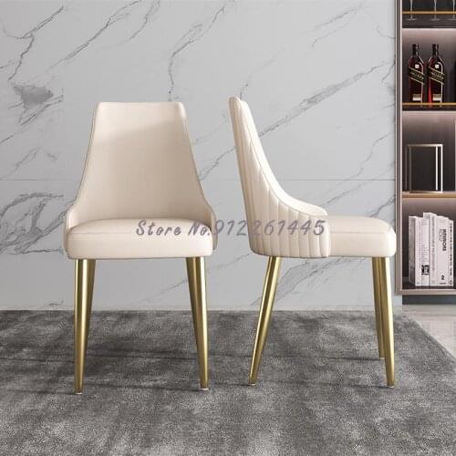 Light luxury dining chair home back chair study room nail makeup chair Italian designer creative restaurant net red leather chai